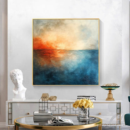 BUYARTVIEW Fiery Embrace – Abstract Ocean Sunset Oil Painting - image 6