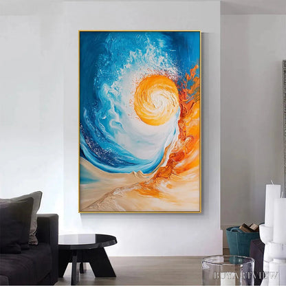 BUYARTVIEW Solar Flare – Abstract Ocean Sunrise Impasto Oil Painting - image 2