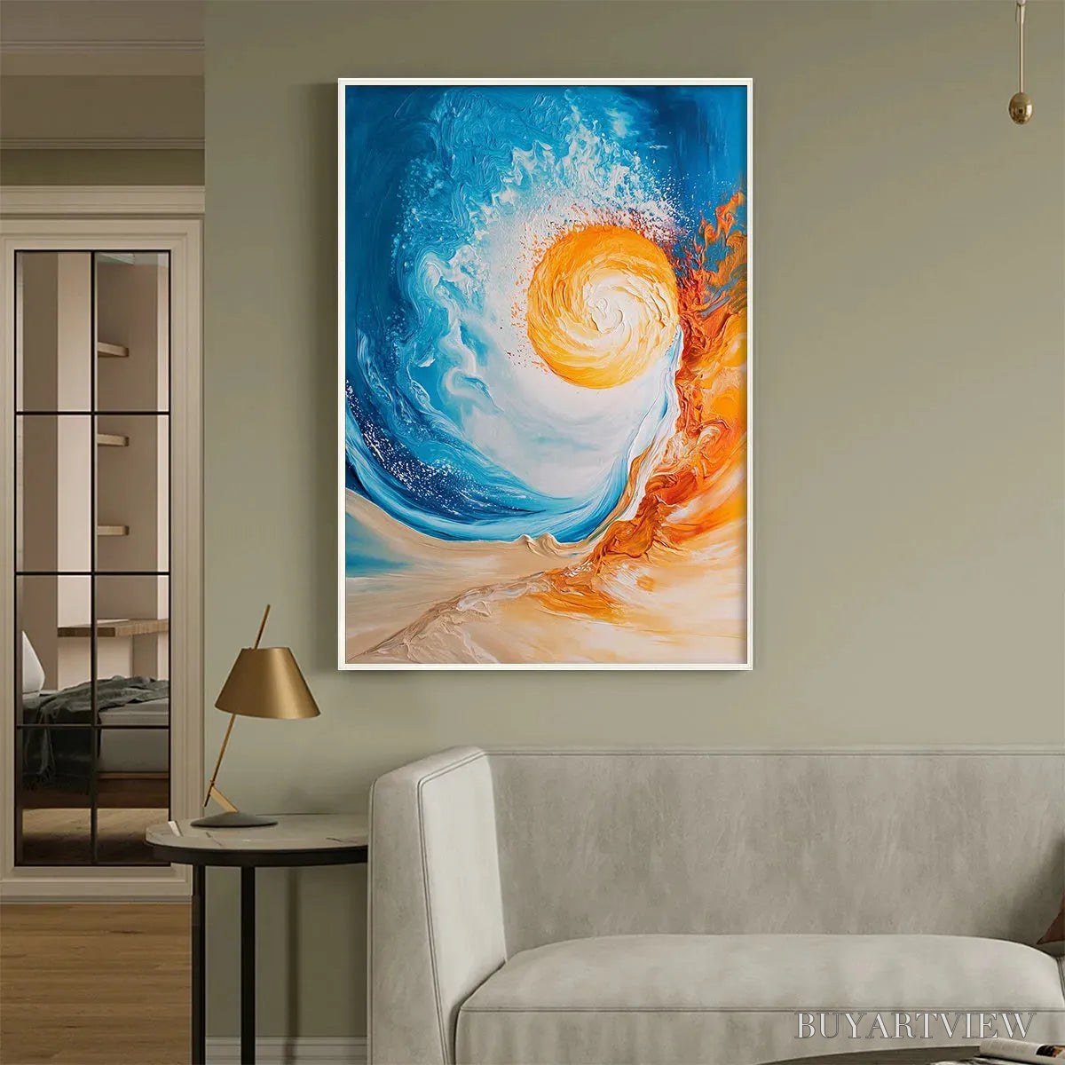 BUYARTVIEW Solar Flare – Abstract Ocean Sunrise Impasto Oil Painting - image 5