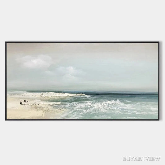 BUYARTVIEW Coastal Whispers – Tranquil Beach Landscape Oil Painting - image 1