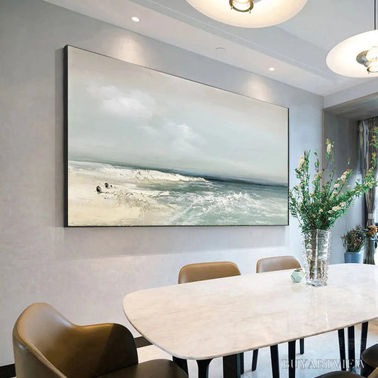 BUYARTVIEW Coastal Whispers – Tranquil Beach Landscape Oil Painting - image 2
