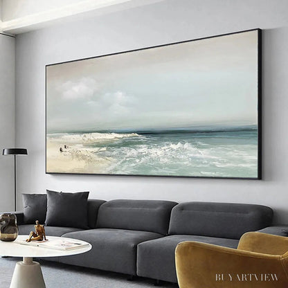 BUYARTVIEW Coastal Whispers – Tranquil Beach Landscape Oil Painting - image 4