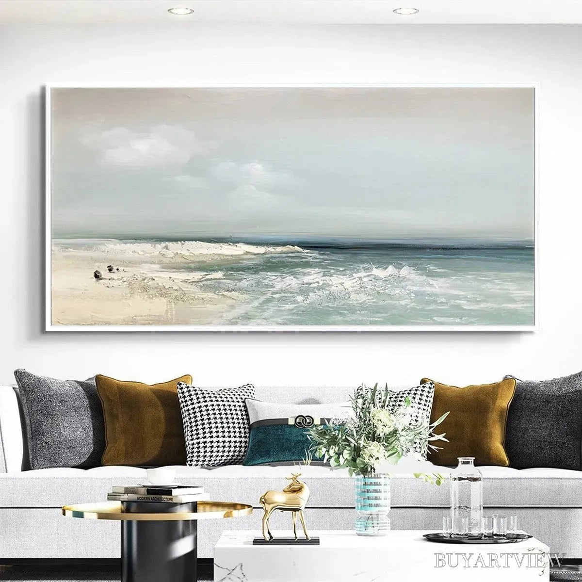 BUYARTVIEW Coastal Whispers – Tranquil Beach Landscape Oil Painting - image 5
