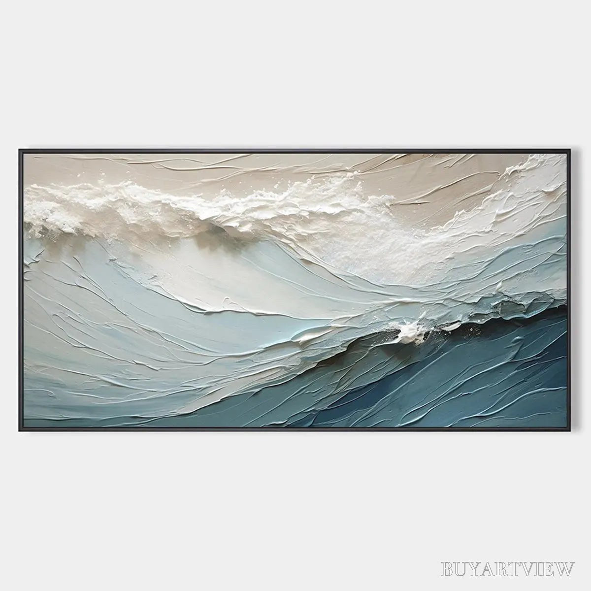 BUYARTVIEW Oceanic Symphony – Textured Abstract Wave Oil Painting - image 1