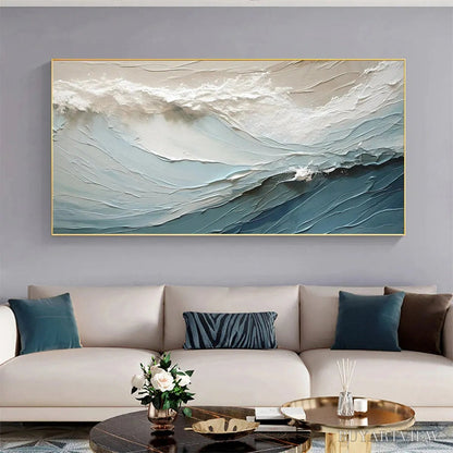 BUYARTVIEW Oceanic Symphony – Textured Abstract Wave Oil Painting - image 2