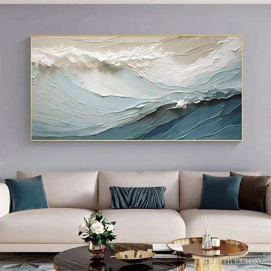 BUYARTVIEW Oceanic Symphony – Textured Abstract Wave Oil Painting - image 2