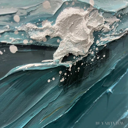 BUYARTVIEW Oceanic Symphony – Textured Abstract Wave Oil Painting - image 5