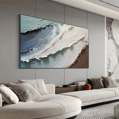 BUYARTVIEW Coastal Textures – Panoramic Abstract Seascape, Impasto, Palette Knife - image 6