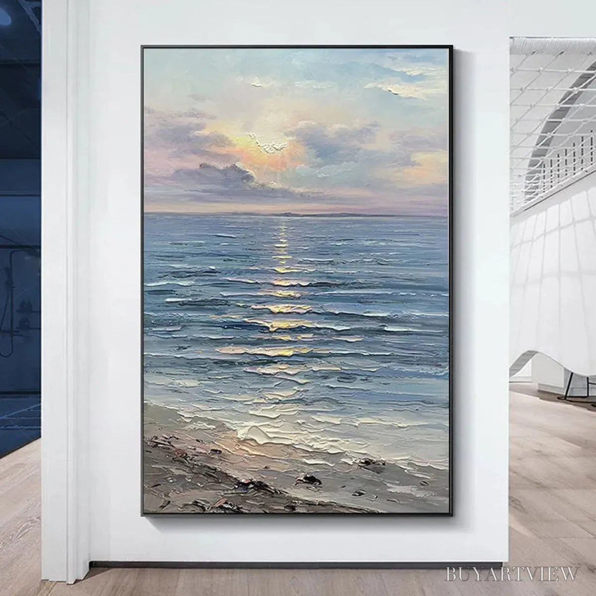 BUYARTVIEW Serene Seascape – Vertical Ocean Painting - image 2