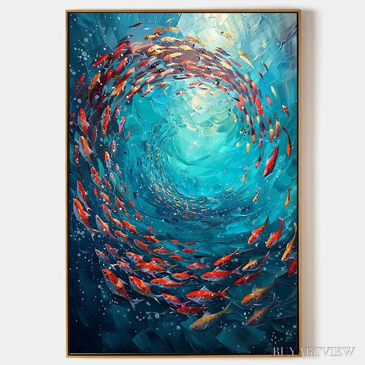 BUYARTVIEW Coral Swirl – Vertical Fish Painting, Colorful, Ocean - image 1
