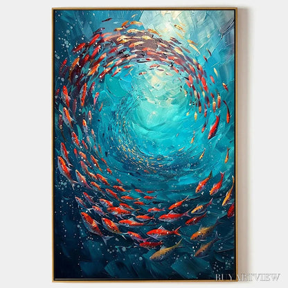 BUYARTVIEW Coral Swirl – Vertical Fish Painting, Colorful, Ocean - image 1
