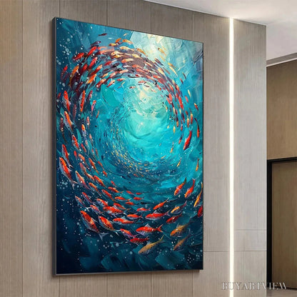 BUYARTVIEW Coral Swirl – Vertical Fish Painting, Colorful, Ocean - image 2