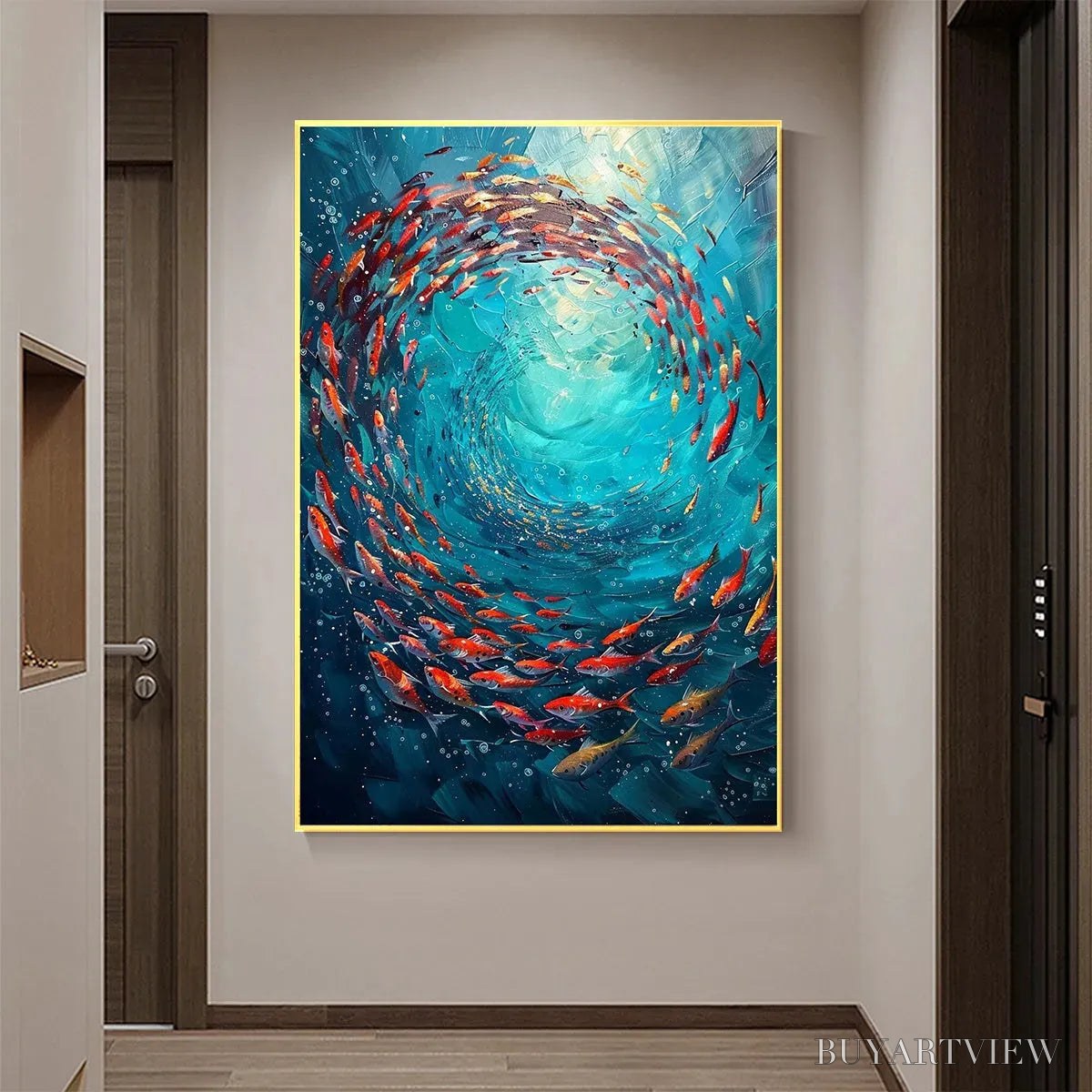 BUYARTVIEW Coral Swirl – Vertical Fish Painting, Colorful, Ocean - image 4