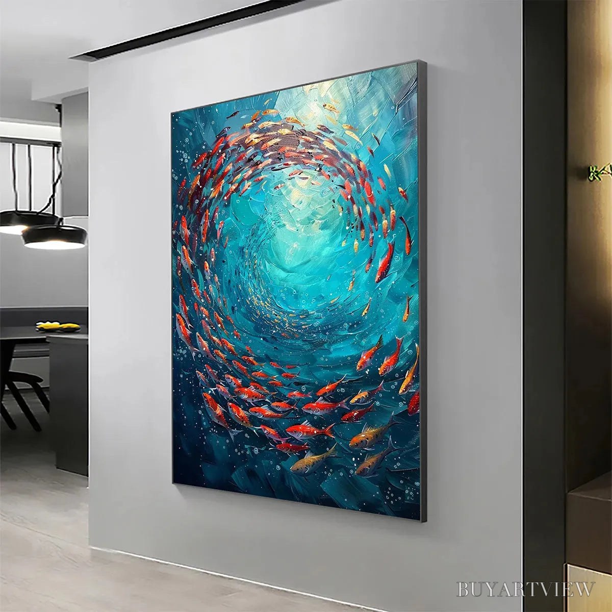 BUYARTVIEW Coral Swirl – Vertical Fish Painting, Colorful, Ocean - image 5