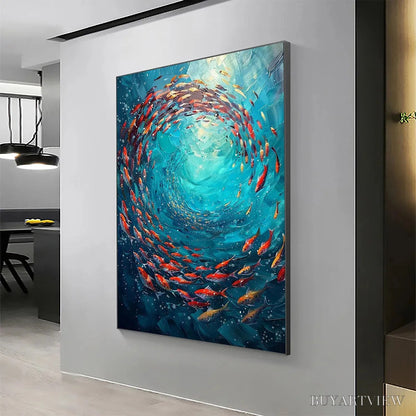 BUYARTVIEW Coral Swirl – Vertical Fish Painting, Colorful, Ocean - image 5