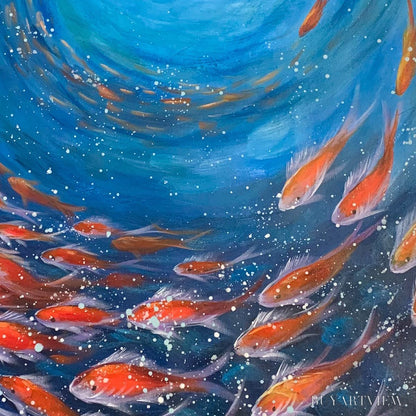 BUYARTVIEW Coral Swirl – Vertical Fish Painting, Colorful, Ocean - image 6