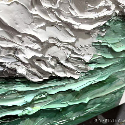 BUYARTVIEW Emerald Crest – Textured Green Wave Impasto Oil Painting - image 6