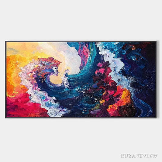 BUYARTVIEW Chromatic Crest – Colorful Abstract Wave Oil Painting - image 1