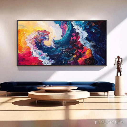 BUYARTVIEW Chromatic Crest – Colorful Abstract Wave Oil Painting - image 2