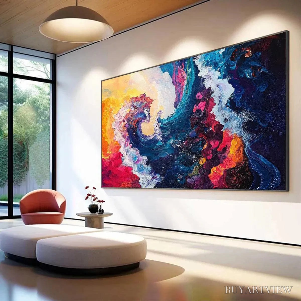 BUYARTVIEW Chromatic Crest – Colorful Abstract Wave Oil Painting - image 3