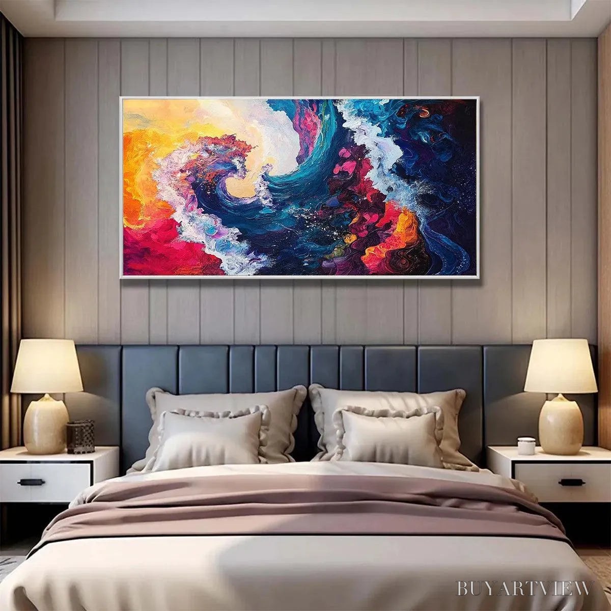 BUYARTVIEW Chromatic Crest – Colorful Abstract Wave Oil Painting - image 5