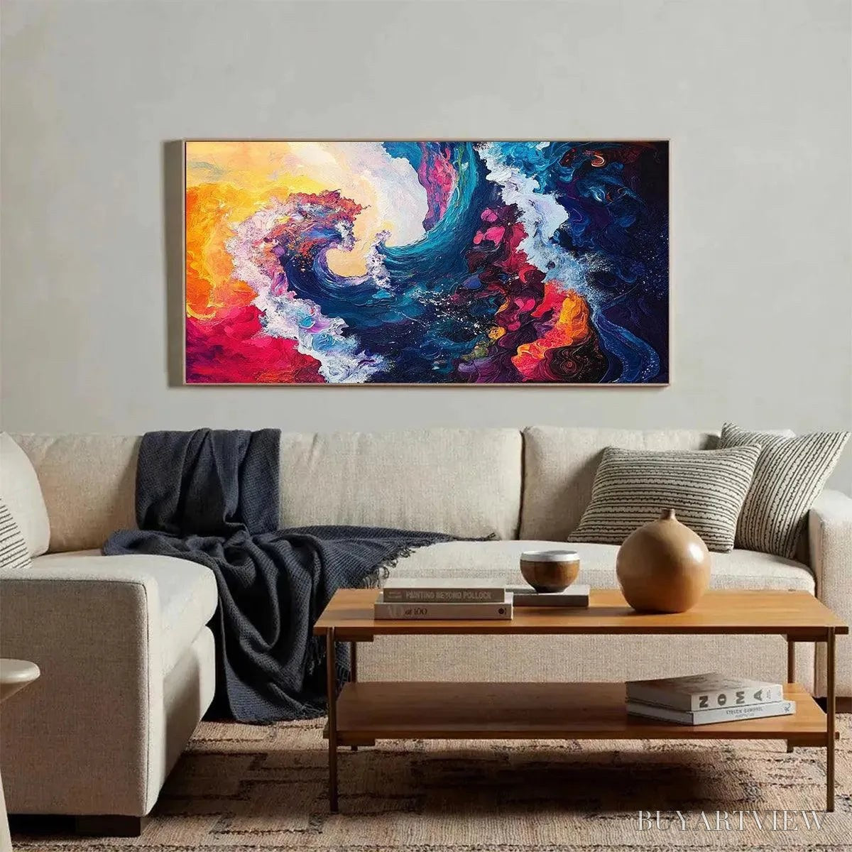 BUYARTVIEW Chromatic Crest – Colorful Abstract Wave Oil Painting - image 6