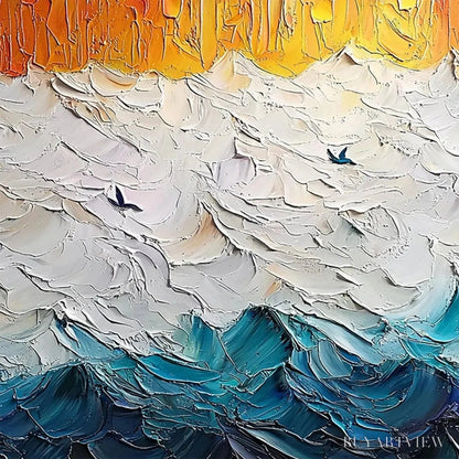 BUYARTVIEW Stormy Skies – Panoramic Ocean Painting, Impasto, Palette Knife - image 4