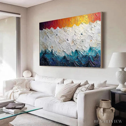 BUYARTVIEW Stormy Skies – Panoramic Ocean Painting, Impasto, Palette Knife - image 5