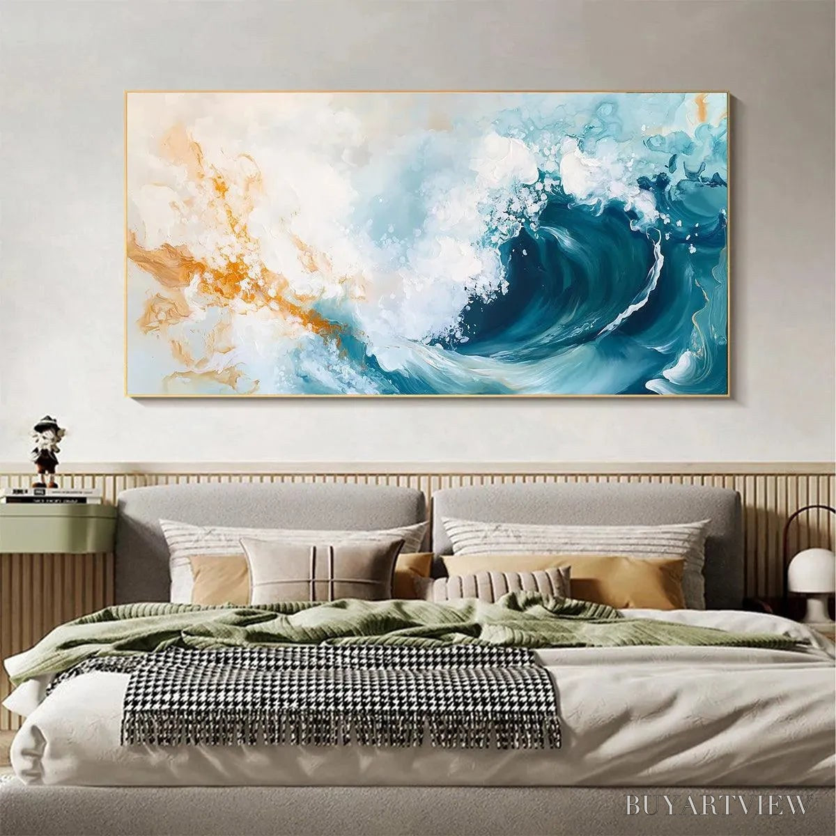 BUYARTVIEW Aquamarine Crest – Panoramic Abstract Ocean Wave Painting - image 6