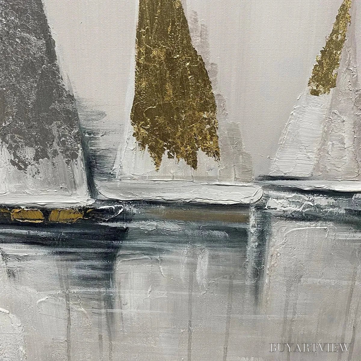 BUYARTVIEW Golden Regatta – Panoramic Sailboat Painting - image 3