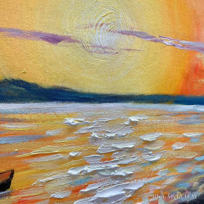 BUYARTVIEW Sailing At Sunset – Vibrant Seascape Painting, Panoramic Canvas, Coastal - image 5