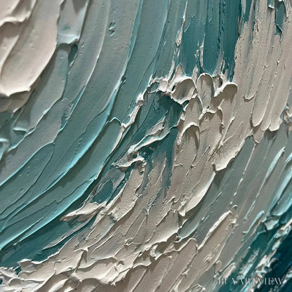 BUYARTVIEW Aquamarine Crest – Textured Ocean Wave Painting, Vertical Canvas, Coastal - image 3