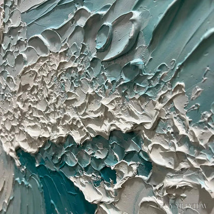 BUYARTVIEW Aquamarine Crest – Textured Ocean Wave Painting, Vertical Canvas, Coastal - image 4