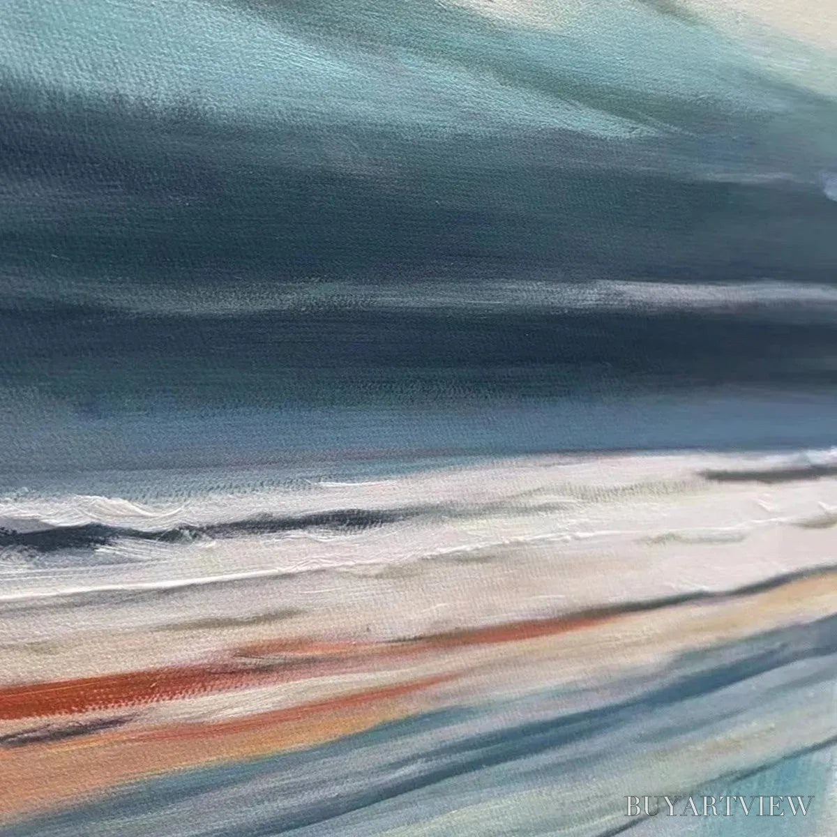 BUYARTVIEW Blue Beachscape Oil Painting - Serene Coastal Decor - image 5
