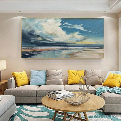 BUYARTVIEW Blue Beachscape Oil Painting - Serene Coastal Decor - image 6
