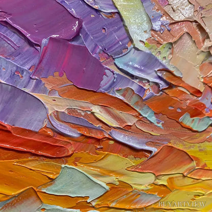 BUYARTVIEW Colorful Seascape Oil Painting - Vibrant Sunset Art - image 3