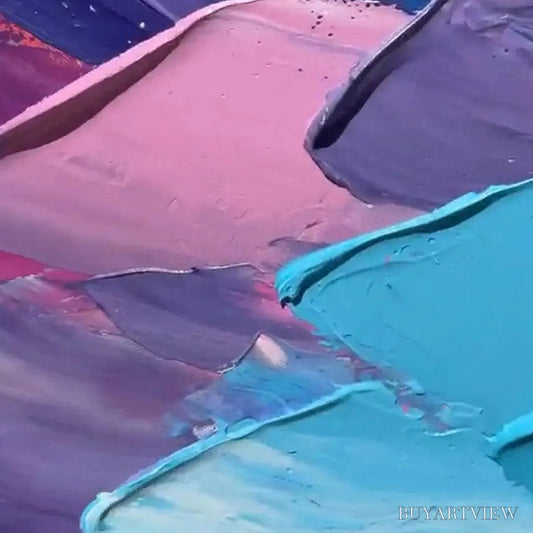 BUYARTVIEW Rainbow Waves – Textured Abstract Painting, Impasto , Square Canvas, Modern Decor - image 2