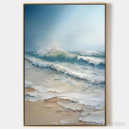 BUYARTVIEW Ocean'S Embrace – Textured Ocean Painting, Impasto , Vertical Canvas, Beach Decor - image 1