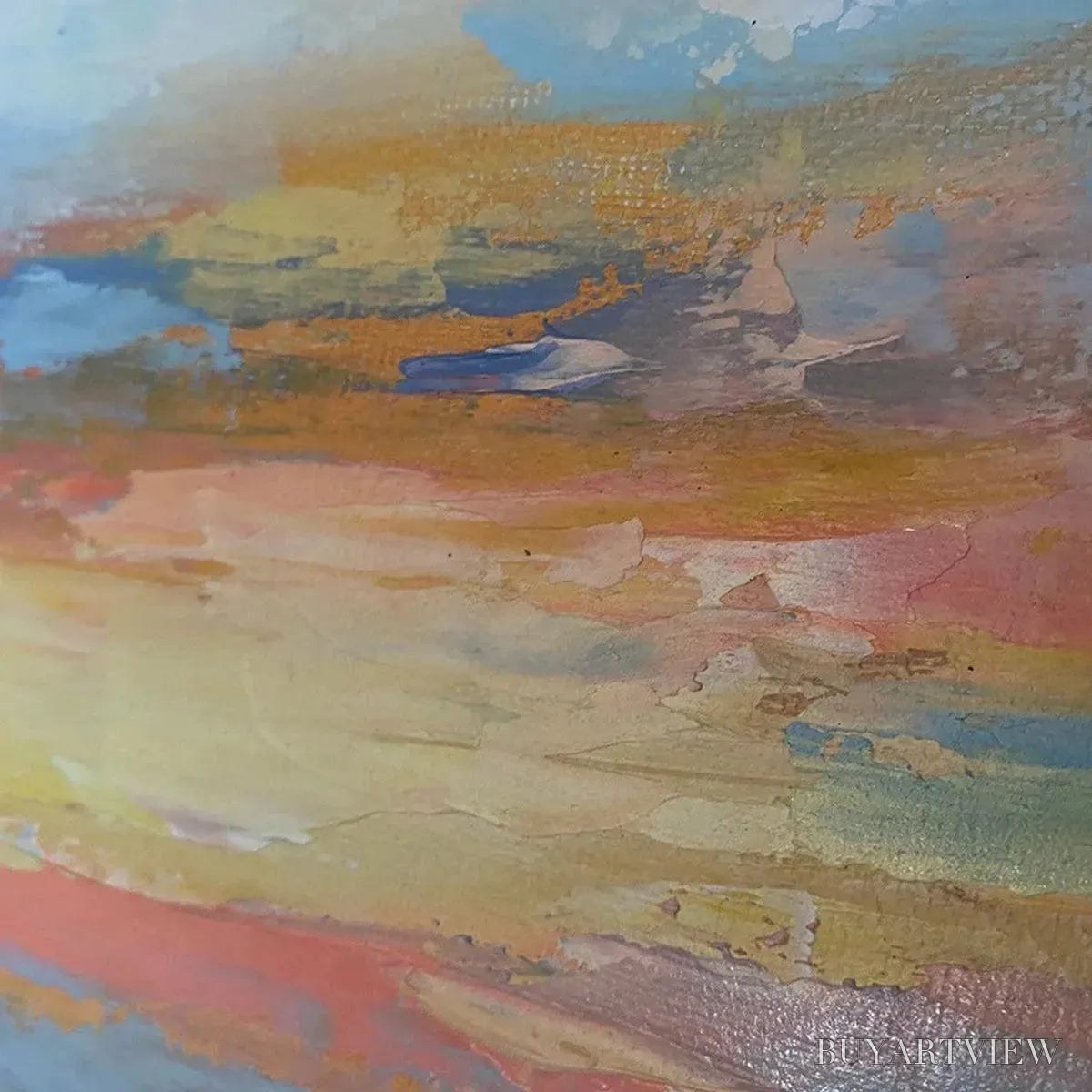 BUYARTVIEW Golden Hour Seascape – Ocean Painting, Sunset , Impasto Texture, Vertical Canvas - image 3