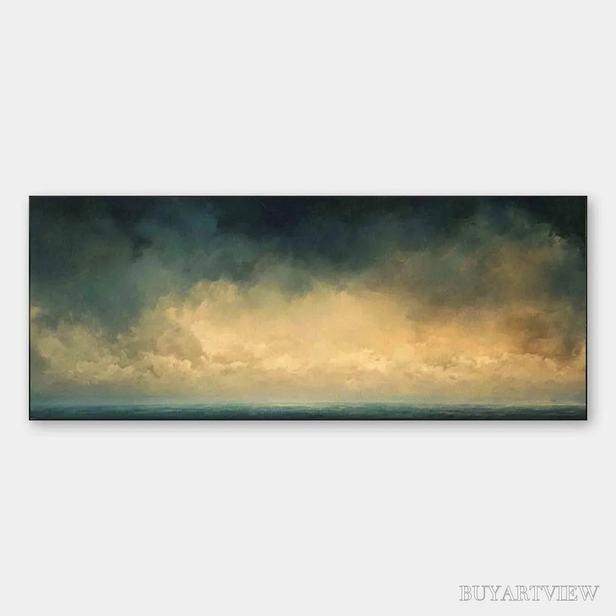 BUYARTVIEW Golden Clouds Panoramic – Seascape Painting, Panoramic , Coastal Decor - image 1