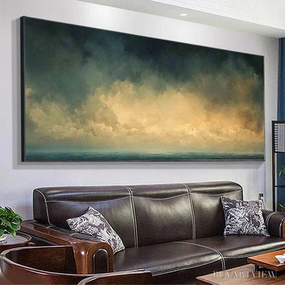BUYARTVIEW Golden Clouds Panoramic – Seascape Painting, Panoramic , Coastal Decor - image 5