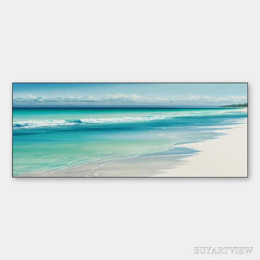 BUYARTVIEW Turquoise Dream Panoramic – Beach Painting, Panoramic , Coastal Decor - image 1
