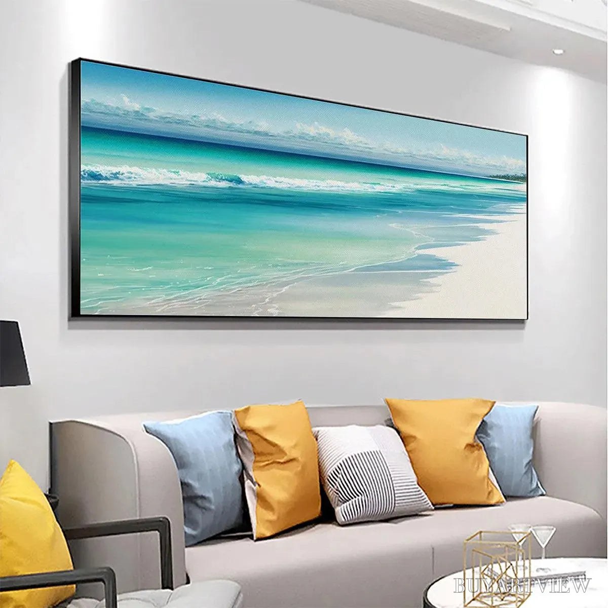 BUYARTVIEW Turquoise Dream Panoramic – Beach Painting, Panoramic , Coastal Decor - image 4