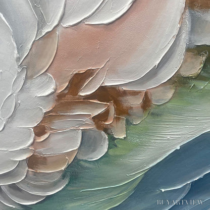 BUYARTVIEW Ocean Whispers – Textured Abstract Seascape Painting, White and Blue , Panoramic Canvas, Coastal Decor - image 3