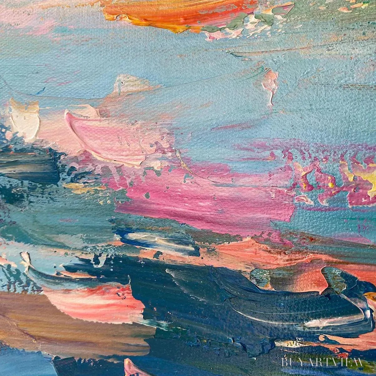 BUYARTVIEW Sailing At Sunset – Colorful Seascape Painting, Textured , Vertical Canvas, Beach Decor - image 3