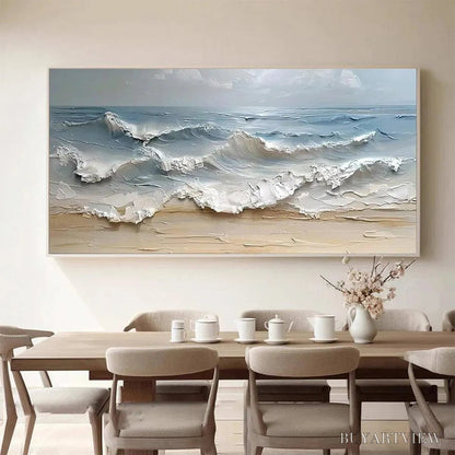 BUYARTVIEW Ocean'S Embrace – Textured Seascape Painting, Impasto , Horizontal Canvas, Ocean Decor - image 2