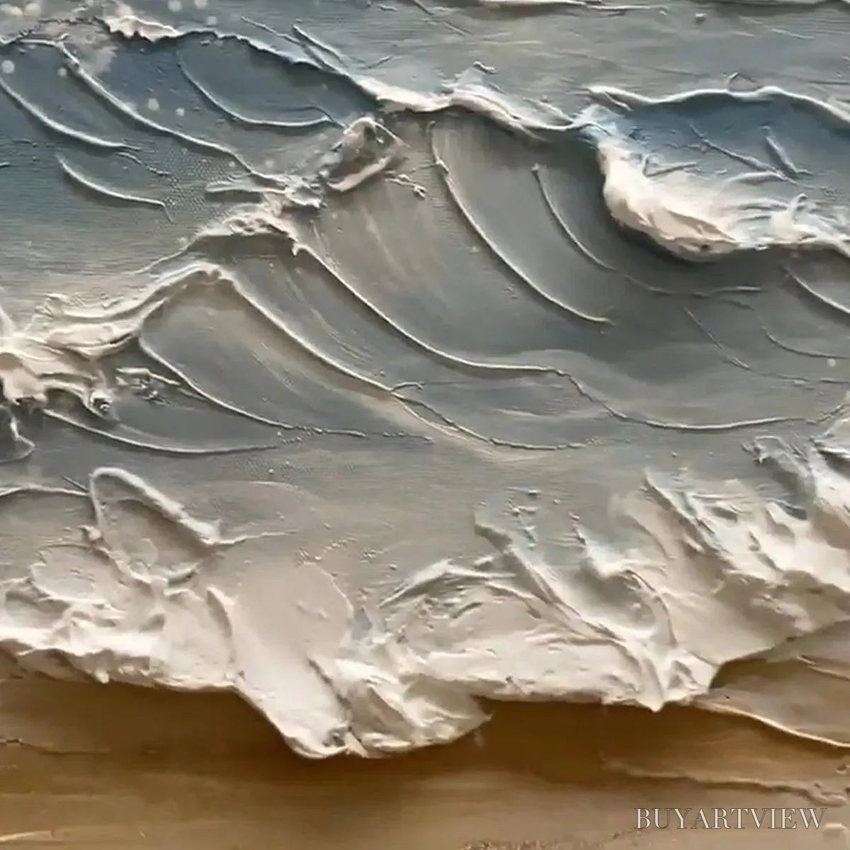 BUYARTVIEW Ocean'S Embrace – Textured Seascape Painting, Impasto , Horizontal Canvas, Ocean Decor - image 3