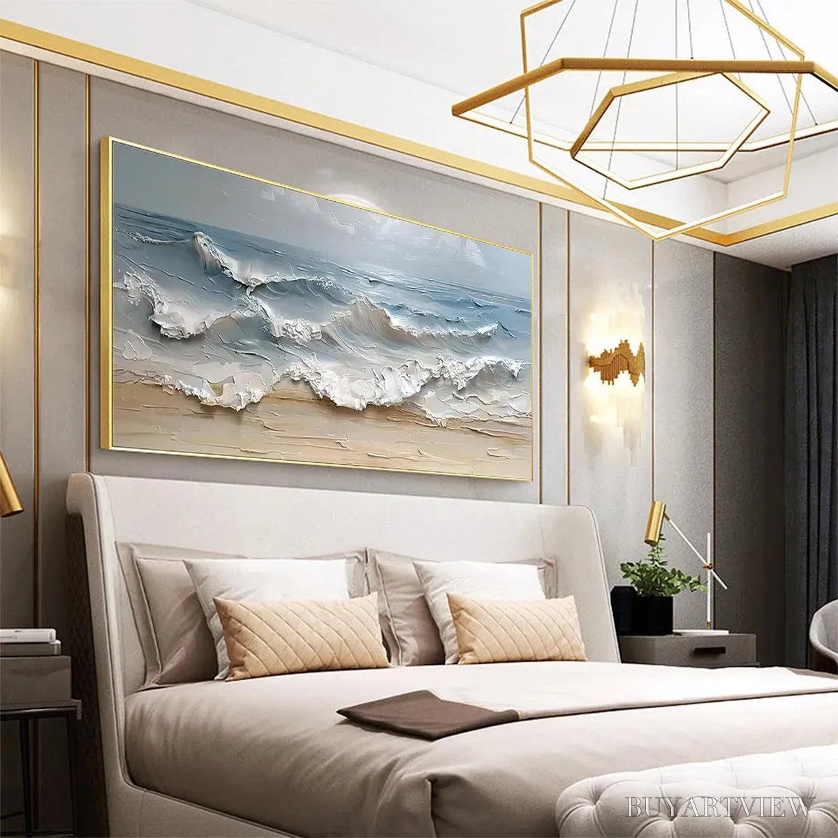 BUYARTVIEW Ocean'S Embrace – Textured Seascape Painting, Impasto , Horizontal Canvas, Ocean Decor - image 5