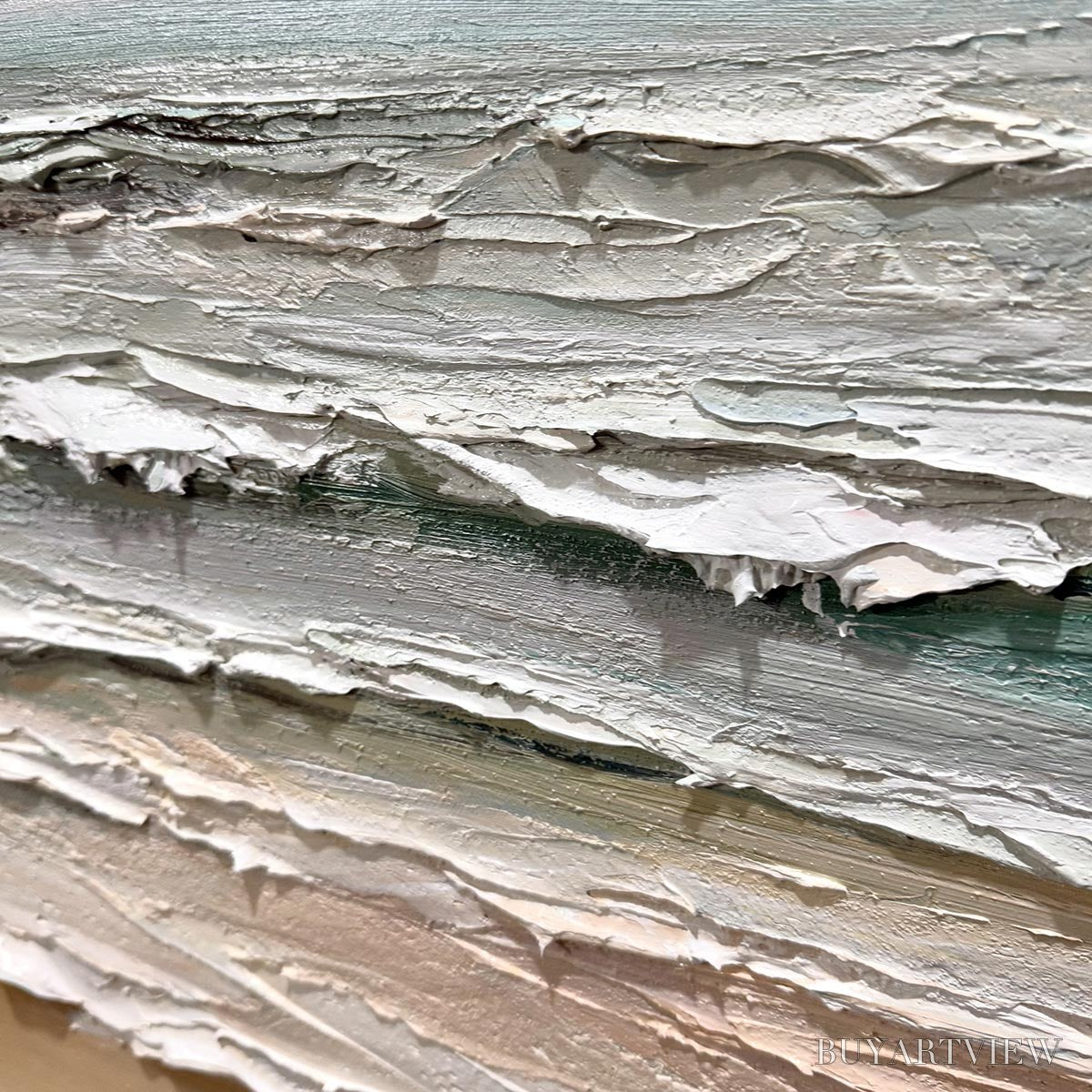 BUYARTVIEW Coastal Serenity – Textured Seascape Painting, Impasto , Horizontal Canvas, Beach Decor - image 3
