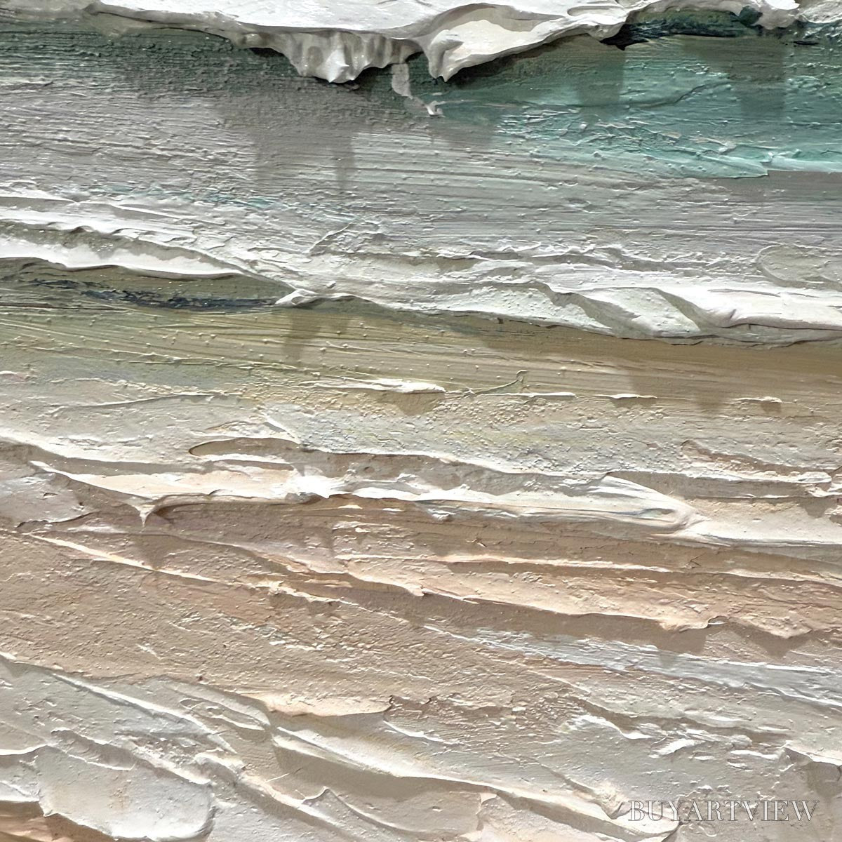 BUYARTVIEW Coastal Serenity – Textured Seascape Painting, Impasto , Horizontal Canvas, Beach Decor - image 6
